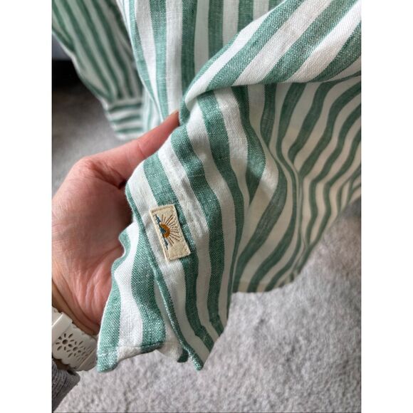 NWOT Faherty Laguna Linen Relaxed Shirt - Deep Jungle Lucy Stripe, XS $168 G5 - Picture 6 of 9